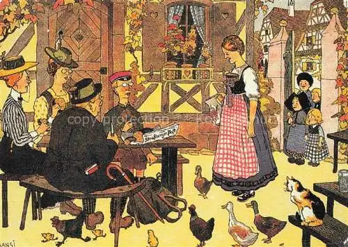 AK / Ansichtskarte  Hansi  Waltz J J Kuenstlerkarte Alsace Elsass La detente apres la marche