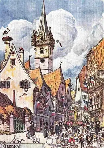 AK / Ansichtskarte  Hansi  Waltz J J Kuenstlerkarte Alsace Elsass Obernai