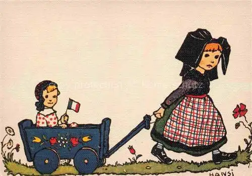AK / Ansichtskarte  Hansi  Waltz J J Kuenstlerkarte Alsace Elsass Je promene ma petite soeur