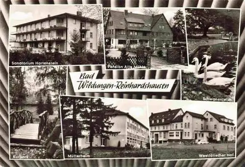 AK / Ansichtskarte  Reinhardshausen Bad Wildungen Sanatorium Kurpark Pension Schwanenteich Muetterheim Westfaelischer Hof