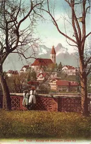 AK / Ansichtskarte  THUN Thoune BE Kirche mit Stockhorn