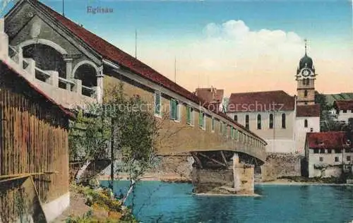 AK / Ansichtskarte  Eglisau Buelach ZH Gedeckte Bruecke Kirche