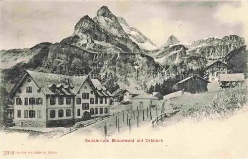 AK / Ansichtskarte  Braunwald GL Sanatorium Braunwald mit Ortstock
