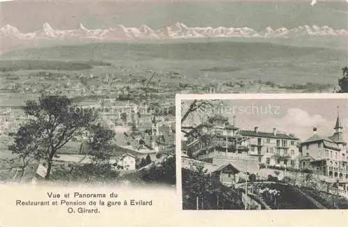 AK / Ansichtskarte  Evilard-sur-Bienne Evilard-Leubringen Biel BE Vue et Panorama du Restaurant et Pension de la gare a Evilard