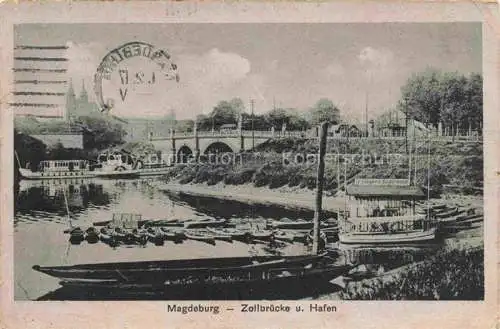 AK / Ansichtskarte  MAGDEBURG Zollbruecke und Hafen