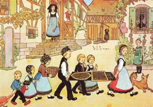 AK / Ansichtskarte  Hansi  Waltz J J Kuenstlerkarte Alsace Elsass Alsace Les gateaux