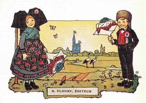 AK / Ansichtskarte  Hansi  Waltz J J Kuenstlerkarte Alsace Elsass Alsace Heureuse H.Floury Editeur