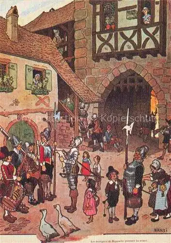 AK / Ansichtskarte  Hansi  Waltz J J Kuenstlerkarte Alsace Elsass Alsace Rassemblement des bourgeois de Riquewihr 