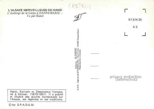 AK / Ansichtskarte  Hansi  Waltz J J Kuenstlerkarte Alsace Elsass Auberge de la Carpe Dannemarie 