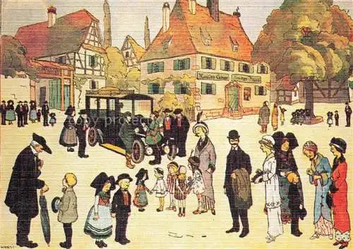 AK / Ansichtskarte  Hansi  Waltz J J Kuenstlerkarte Alsace Elsass Visite un village en Alsace 