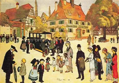 AK / Ansichtskarte  Hansi  Waltz J J Kuenstlerkarte Alsace Elsass Visite village Alsace