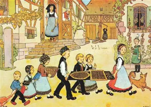 AK / Ansichtskarte  Hansi  Waltz J J Kuenstlerkarte Alsace Elsass Les gateaux