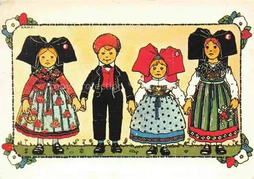 AK / Ansichtskarte  Hansi  Waltz J J Kuenstlerkarte Alsace Elsass Main dans la main nous avons fair belle promenade