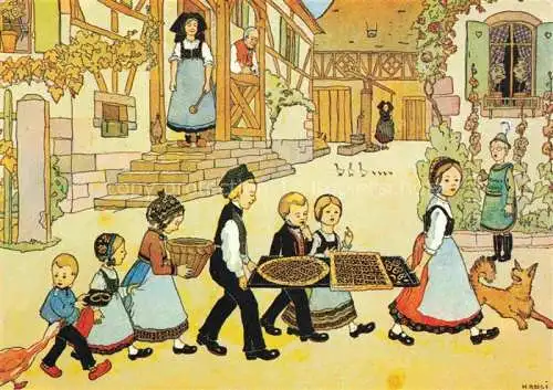 AK / Ansichtskarte  Hansi  Waltz J J Kuenstlerkarte Alsace Elsass Les gateaux