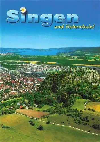 AK / Ansichtskarte  SINGEN Hohentwiel Panorama Blick auf Stadt Hohentwiel und Bodensee