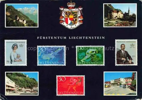 AK / Ansichtskarte  Briefmarkensprache auf Ak Fuerstentum Liechtenstein 