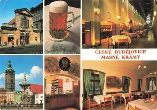 AK / Ansichtskarte  CESKE BUDEJOWICE Cesky Budejovic Budweis CZ Masné Krámy Restaurant Bierkruf Brunnen Kirche