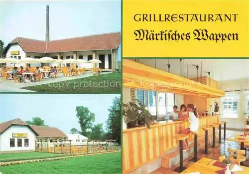 AK / Ansichtskarte  Dannenwalde Gransee Grillrestaurant Maerkisches Wappen Gastraum Theke Gartenterrasse