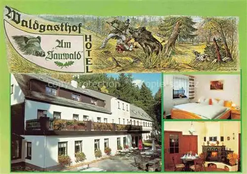 AK / Ansichtskarte  Tannenberg Erzgebirge Waldgasthof Hotel Am Sauwald Kaminzimmer 