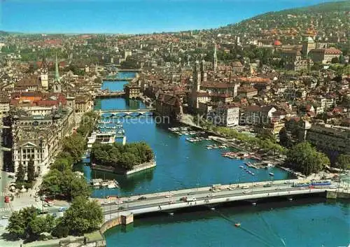 AK / Ansichtskarte  ZueRICH  ZH Stadtpanorama mit Limmat