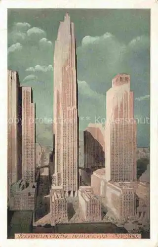 AK / Ansichtskarte  NEW YORK City USA Rockefeller Center 5th Avenue Illustration