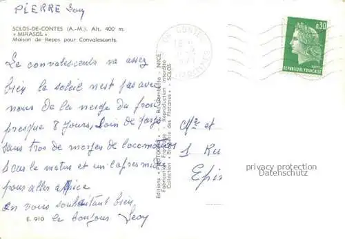AK / Ansichtskarte  Sclos-de-Contes NICE 06 Alpes-Maritimes Mirasol Maison de Repos pour Convalescents