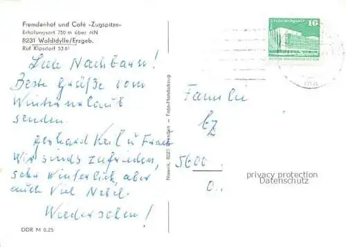AK / Ansichtskarte  Waldidylle Altenberg Osterzgebirge Sachsen Fremdenhof und Cafe Zugspitze