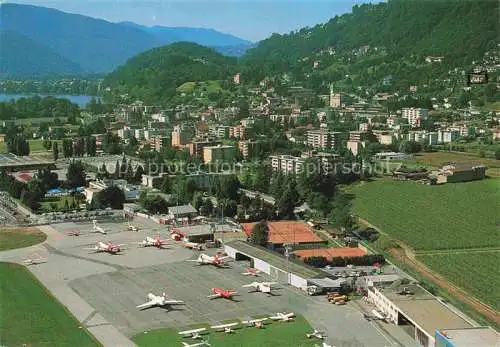 AK / Ansichtskarte  Agno Lago di Lugano TI Aeroporto Fliegeraufnahme