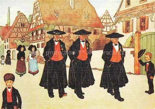 AK / Ansichtskarte  Hansi  Waltz J J Kuenstlerkarte Alsace Elsass Quand les Anciens se promenent