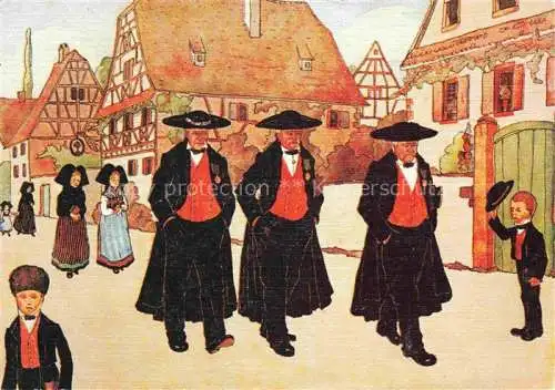 AK / Ansichtskarte  Hansi  Waltz J J Kuenstlerkarte Alsace Elsass Quand les Anciens se promenent