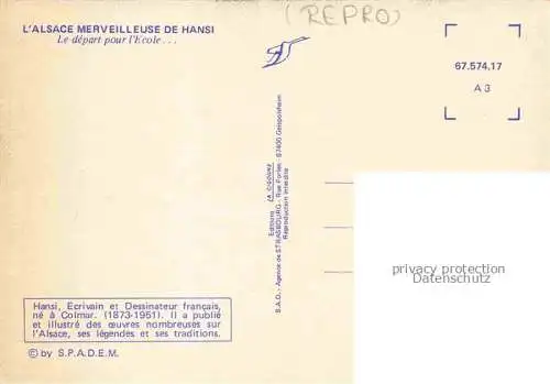 AK / Ansichtskarte  Hansi  Waltz J J Kuenstlerkarte Alsace Elsass Le depart pour Ecole