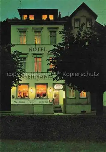 AK / Ansichtskarte  St Goar Rhein Hotel Germania Lindenwirtin Nachtaufnahme