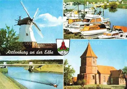 AK / Ansichtskarte  Artlenburg Windmuehle Hafen Kanal Kirche