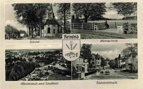 AK / Ansichtskarte  Reinfeld Holstein Kirche Herrenteich Schulteich Bahnhofstrasse