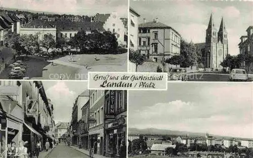 AK / Ansichtskarte  LANDAU  PFALZ Marktplatz Kirche Strasse Panorama