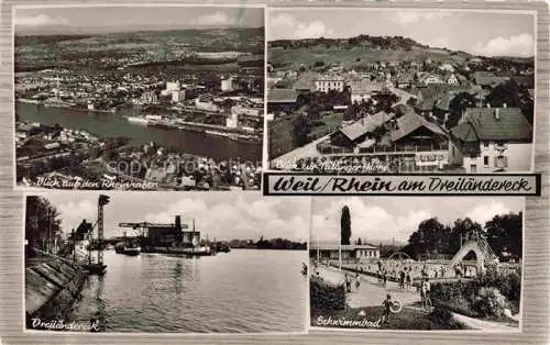 AK / Ansichtskarte  Weil am Rhein Baden BW Rheinhafen Thuellinger Hoehe Dreilaendereck Schwimmbad