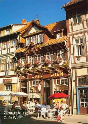 AK / Ansichtskarte  Wernigerode Harz Café Wien Altstadt Fachwerkhaeuser