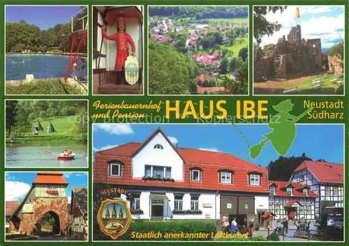 AK / Ansichtskarte  Neustadt Harz Ferienbauernhof Pension Haus Ibe Burgruine Freibad