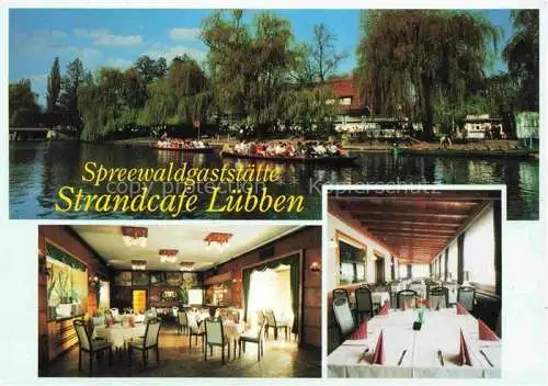 AK / Ansichtskarte  Luebben Spreewald Spreewaldgaststaette Strandcafé Gastraum Kahnfahrt