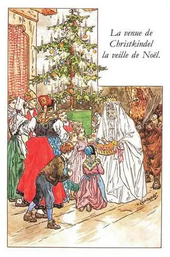 AK / Ansichtskarte  Kauffmann P. Alsace Elsass Kuenstlerlitho La venue de Christkindel la veile de Noel