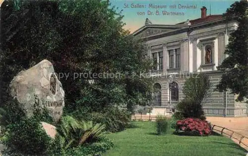 AK / Ansichtskarte  St Gallen SANKT GALLEN SG Museum mit Denkmal von Dr B Wartmann