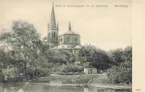 AK / Ansichtskarte  Bromberg  Brahe Westpreussen BYDGOSZCZ PL Regierungsgarten mit Paulskirche