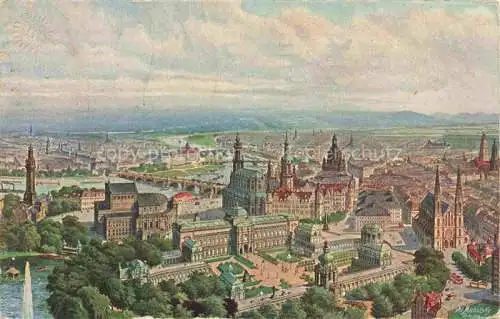 AK / Ansichtskarte  DRESDEN Elbe Zeppelin Ansicht vom Zwinger Opernhaus und Schloss