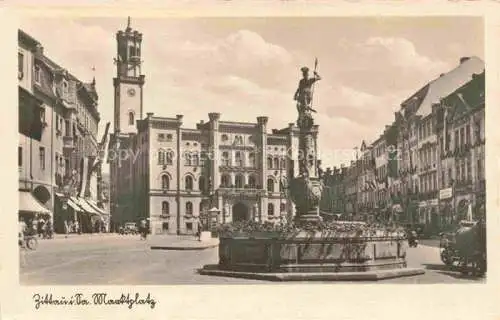 AK / Ansichtskarte  Zittau Sachsen Marktplatz mit Brunnen