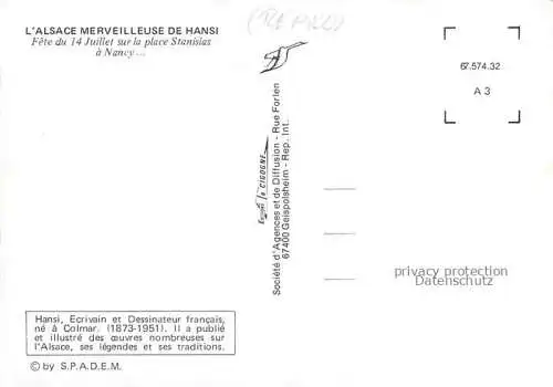 AK / Ansichtskarte  Hansi  Waltz J J Kuenstlerkarte Alsace Elsass Fete du 14 Juillet Stanislas a Nancy