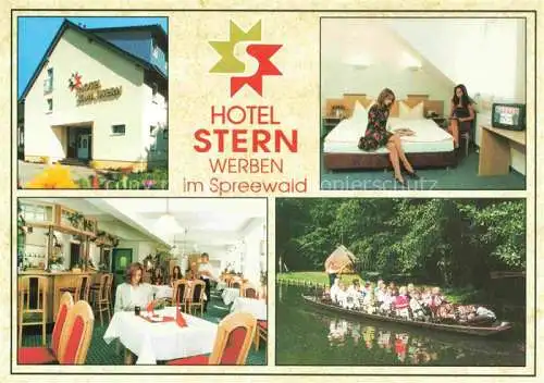 AK / Ansichtskarte  Werben Niederlausitz Hotel Stern Restaurant Fremdenzimmer Kahnfahrt