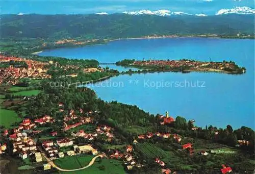 AK / Ansichtskarte  LINDAU  Bodensee Panorama mit Bad Schachen Schweizer Berge