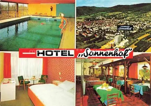 AK / Ansichtskarte  Leutershausen Hirschberg Bergstrasse Hotel Sonnenhof Restaurant Fremdenzimmer Hallenbad Luftaufnahme