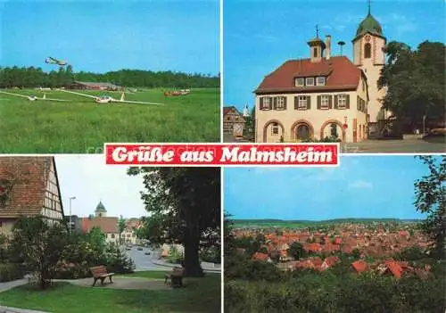 AK / Ansichtskarte  Malmsheim Segelflugplatz Ortszentrum Kirche Stadtpanorama