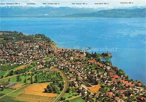 AK / Ansichtskarte  Langenargen Bodensee Panorama Blick zu den Schweizer Bergen